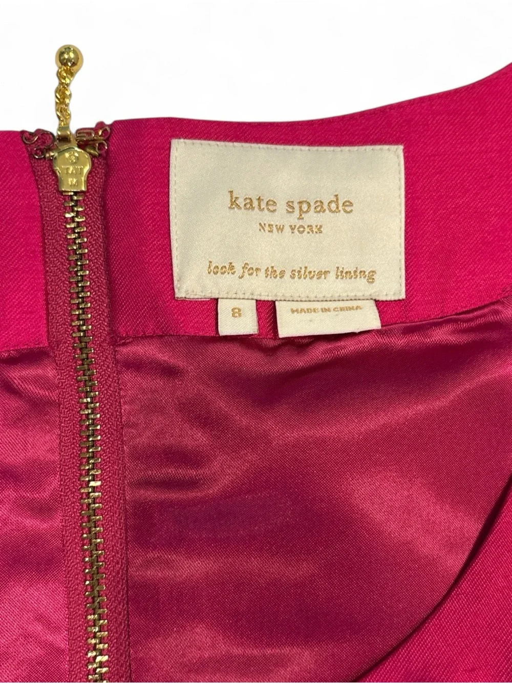 kate spade Bette Mini Dress Hot Pink/Fuchsia Silk Sleeveless Bow-Detail SZ. 8